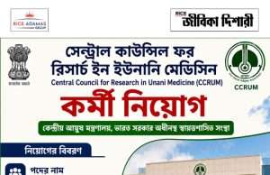 সেন্ট্রাল কাউন্সিল ফর রিসার্চ ইন ইউনানি মেডিসিনে নিয়োগ CCRUM Recruitment 2026