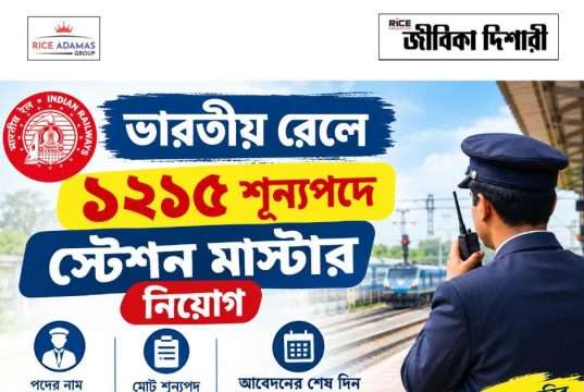ভারতীয় রেলে ১২১৫ শূন্যপদে স্টেশন মাস্টার নিয়োগ RRB Station Master Recruitment 2026